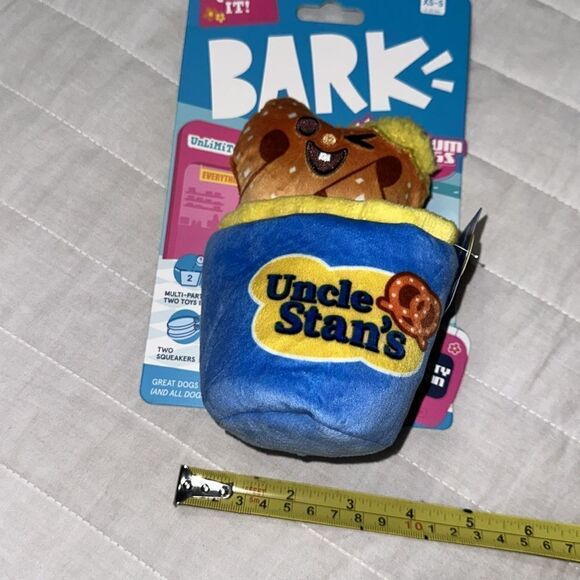 BARK Plush Uncle Stan’s Pretzel & Bucket Squeaky Dog Toy - Picture 12 of 13